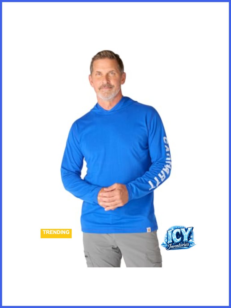 Men's Force Relaxed Fit Midweight Long-Sleeve Logo Graphic Hooded T-Shirt